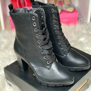 Fashion Nova Black Lace Up Booties, 10